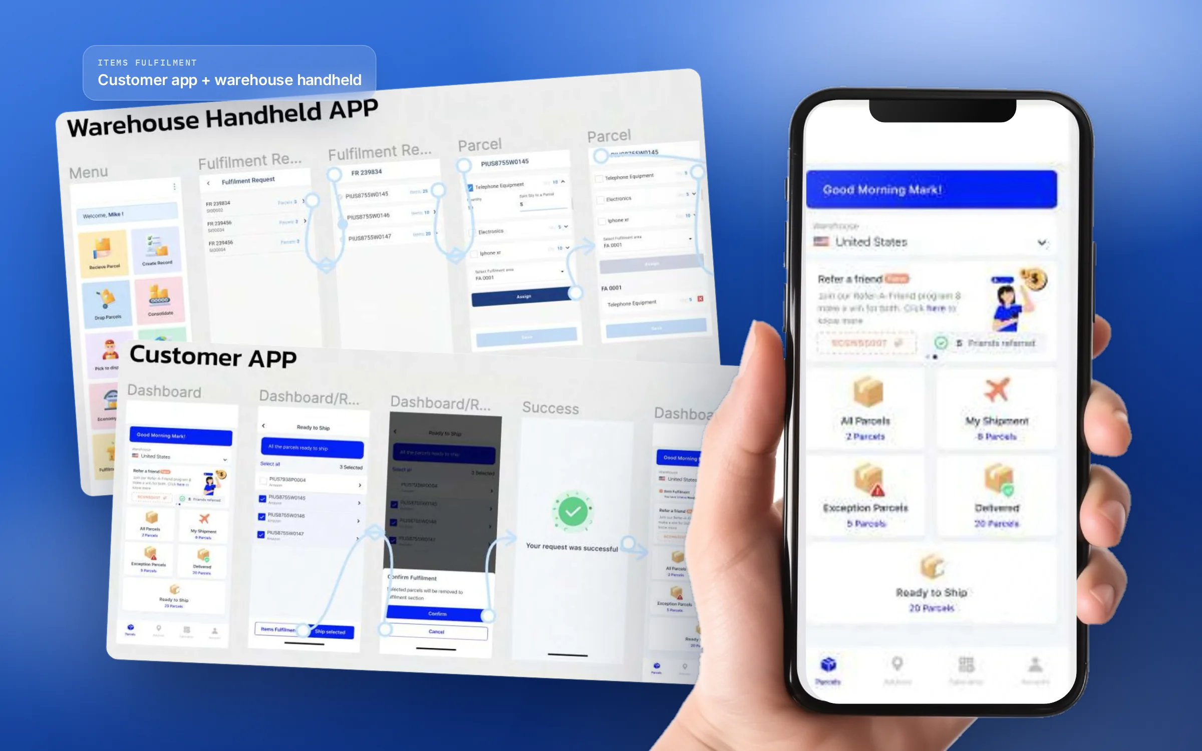 Shopini Logistics: screens from the project